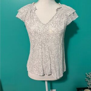 A New Day Gray Ruffled Cap Sleeve Blouse